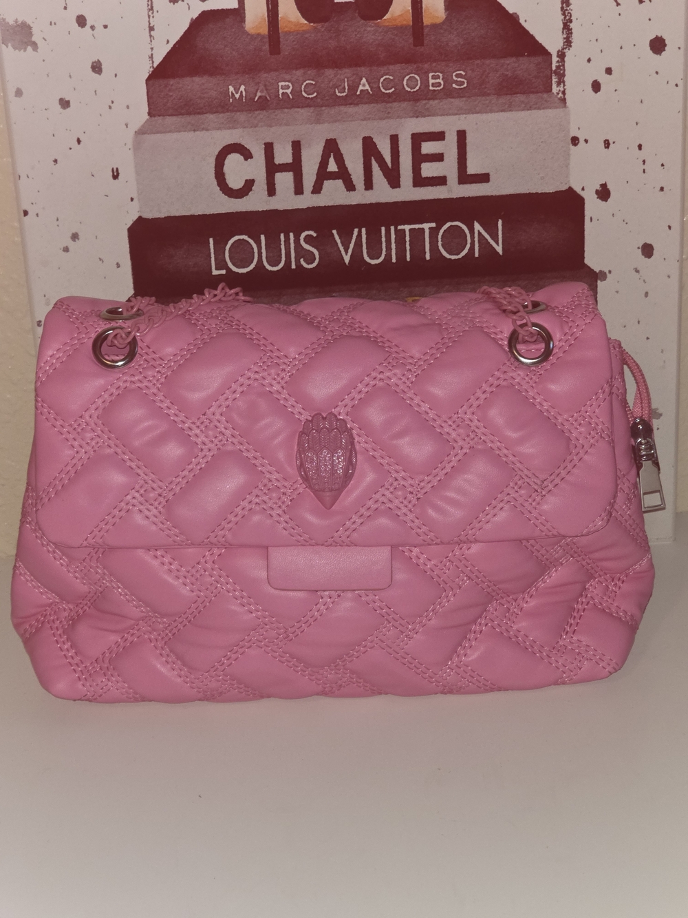 Dolls Kill Pink Quilted Chain-Detail Crossbody Bag